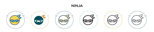 Icono Ninja Línea Llena Delgada Contorno Estilo Trazo Ilustración Vectorial — Vector de stock