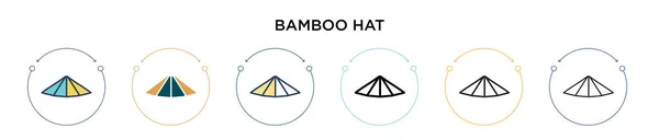 Icono Sombrero Bambú Línea Llena Delgada Contorno Estilo Trazo Ilustración — Vector de stock