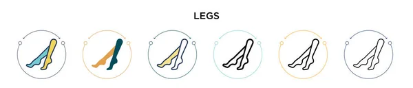 Ícone Pernas Cheio Linha Fina Contorno Estilo Curso Ilustração Vetorial —  Vetores de Stock