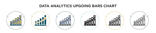 Data Analytics Upgoing Bars Chart Icon Filled Thin Line Outline — Stock Vector