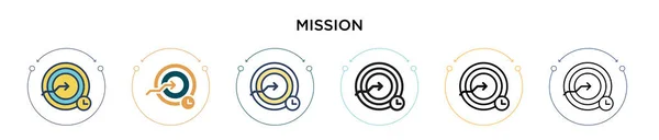 Mission Symbol Gefülltem Dünnem Strich Umriss Und Strichstil Vektorillustration Von — Stockvektor