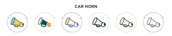 Car Horn Icon Filled Thin Line Outline Stroke Style Vector — Stock Vector