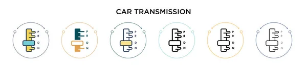Значок Передачи Автомобиля Заполненной Тонкой Линии Очертания Стиль Штриха Векторная — стоковый вектор