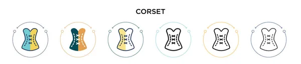 Corset Icon Filled Thin Line Outline Stroke Style Vector Illustration — Stock Vector