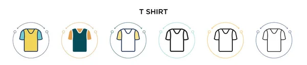 Tシャツのアイコンを記入し 細い線 アウトラインとストロークのスタイル 2色と黒のTシャツのベクトルのイラストベクトルのアイコンのデザインは モバイル ウェブのために使用することができます — ストックベクタ