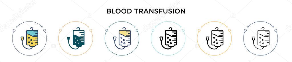 Blood transfusion icon in filled, thin line, outline and stroke style. Vector illustration of two colored and black blood transfusion vector icons designs can be used for mobile, ui, web