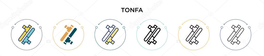 Tonfa icon in filled, thin line, outline and stroke style. Vector illustration of two colored and black tonfa vector icons designs can be used for mobile, ui, web