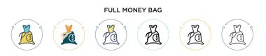 Tam para çantası ikonu, ince çizgi, özet ve vuruş stili. Mobil, ui, web için iki renkli ve siyah tam para çantası vektör ikonu tasarımı vektör illüstrasyonu kullanılabilir