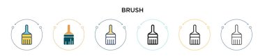 Fırça ikonu dolu, ince çizgi, özet ve vuruş stili. Mobil, ui, web için iki renkli ve siyah fırça vektör ikonu tasarımı vektör illüstrasyonu kullanılabilir