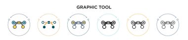 Grafiksel araç simgesi dolu, ince çizgi, özet ve vuruş stili. Mobil, ui, web için iki renkli ve siyah grafik aracı vektör ikonu tasarımı vektör illüstrasyonu kullanılabilir