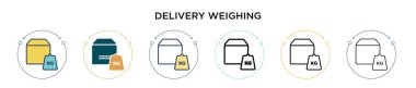 Teslimat simgesi dolu, ince çizgi, özet ve vuruş tarzında. Mobil, ui, web için iki renkli ve siyah vektör ikonu tasarımı vektör illüstrasyonu kullanılabilir