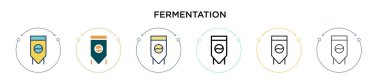 Fermantasyon simgesi dolu, ince çizgi, özet ve vuruş stili. Mobil, ui, web için iki renkli ve siyah fermantasyon vektör ikonu tasarımının vektör illüstrasyonu kullanılabilir