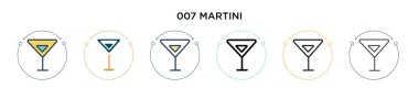 007 martini ikonu doldurulmuş, ince çizgi, özet ve vuruş stili. Mobil, ui, web için iki renkli ve siyah 007 martini vektör ikonu tasarımı vektör illüstrasyonu kullanılabilir