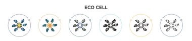 Eko hücre simgesi dolu, ince çizgi, özet ve vuruş stili. İki renkli ve siyah eko hücre vektör ikonu tasarımı mobil, ui, web için kullanılabilir