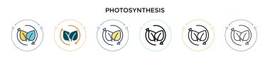 Photosynthesis icon in filled, thin line, outline and stroke style. Vector illustration of two colored and black photosynthesis vector icons designs can be used for mobile, ui, web clipart