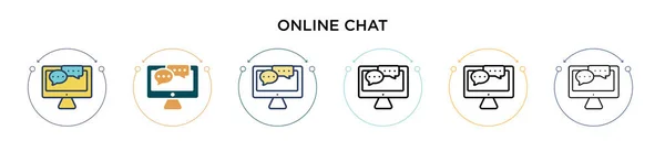 Online Chat Εικονίδιο Γεμάτο Λεπτή Γραμμή Περίγραμμα Και Στυλ Εγκεφαλικό — Διανυσματικό Αρχείο