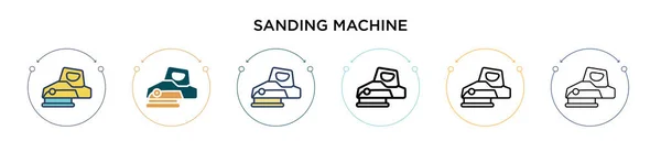 Kum Makinesi Simgesi Doldurulmuş Ince Çizgi Özet Vuruş Stili Mobil — Stok Vektör