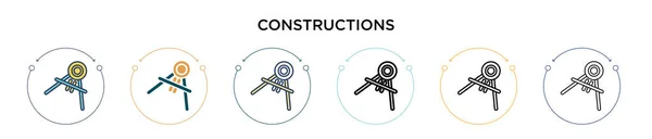 Icono Construcciones Línea Llena Delgada Contorno Estilo Trazo Ilustración Vectorial — Vector de stock