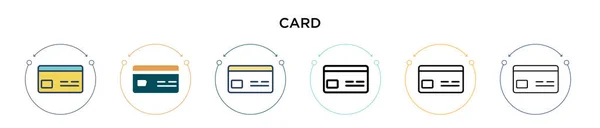 細い線 アウトライン ストロークスタイルのカードアイコン 2色と黒のカードベクトルのアイコンのベクトルイラストは モバイル Webに使用することができます — ストックベクタ