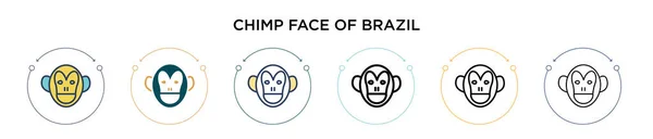 Chimp Face Brazil Icon Filled Thin Line Outline Stroke Style — Stock Vector