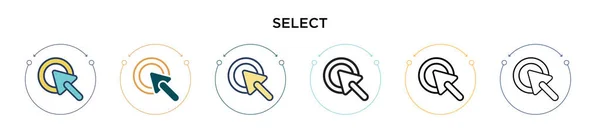 Wählen Sie Das Symbol Gefüllter Dünner Linie Umriss Und Strichstil — Stockvektor