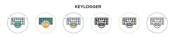 Icono Keylogger Línea Llena Delgada Contorno Estilo Trazo Ilustración Vectorial — Vector de stock