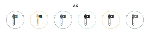 Иконка Топором Заполненной Тонкой Линии Контур Стиль Штриха Векторная Иллюстрация — стоковый вектор