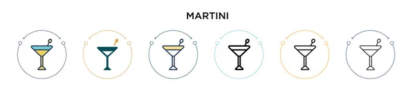 Icono Martini Línea Llena Delgada Contorno Estilo Trazo Ilustración Vectorial — Vector de stock