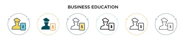 Ícone Educação Empresarial Cheio Linha Fina Contorno Estilo Curso Ilustração —  Vetores de Stock