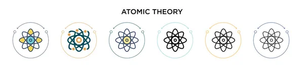 Atomtheorie Symbol Gefüllter Dünner Linie Umriss Und Strichstil Vektorillustration Von — Stockvektor