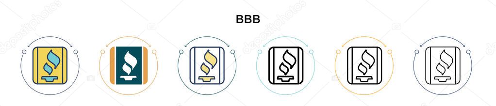 Bbb icon in filled, thin line, outline and stroke style. Vector illustration of two colored and black bbb vector icons designs can be used for mobile, ui, web