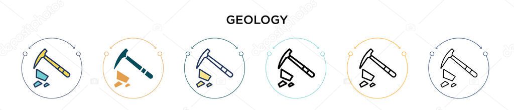 Geology icon in filled, thin line, outline and stroke style. Vector illustration of two colored and black geology vector icons designs can be used for mobile, ui, web