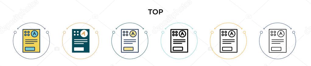 Top icon in filled, thin line, outline and stroke style. Vector illustration of two colored and black top vector icons designs can be used for mobile, ui, web