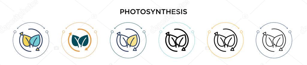 Photosynthesis icon in filled, thin line, outline and stroke style. Vector illustration of two colored and black photosynthesis vector icons designs can be used for mobile, ui, web