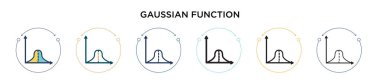 Gauss fonksiyon simgesi dolu, ince çizgi, özet ve vuruş stili. Mobil, ui, web için iki renkli ve siyah Gauss fonksiyon vektör ikonu tasarımı vektör illüstrasyonu kullanılabilir