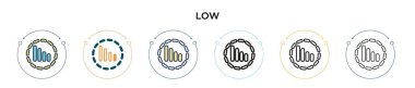 Düşük sinyal simgesi dolu, ince çizgi, özet ve vuruş stili. Mobil, ui, web için iki renkli ve siyah düşük sinyal vektör simgesi çizimi kullanılabilir