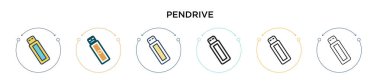 Pendrive simgesi doldurulmuş, ince çizgi, özet ve vuruş stili. Mobil, ui, web için iki renkli ve siyah pendrive vektör ikonu tasarımı vektör illüstrasyonu kullanılabilir