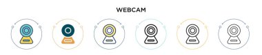 Webcam simgesi dolu, ince çizgi, özet ve vuruş stili. Mobil, ui, web için iki renkli ve siyah webcam vektör ikonu tasarımının vektör illüstrasyonu kullanılabilir