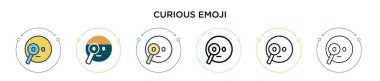 Dolu, ince çizgi, özet ve vuruş tarzında ilginç bir emoji simgesi. Mobil, ui, web için iki renkli ve siyah emoji vektör ikonu tasarımı vektör illüstrasyonu kullanılabilir