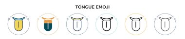 Dil emojisi simgesi doldurulmuş, ince çizgi, özet ve vuruş stili. Mobil, ui, web için iki renkli ve siyah dilli emoji vektör simgesi tasarımı kullanılabilir