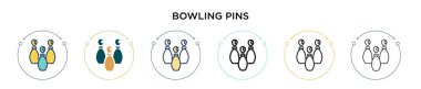 Bowling lobutlarının simgesi, ince çizgi, ana hatlar ve vuruş stili. Mobil, ui, web için iki renkli ve siyah bovling lobut vektör ikonu tasarımı vektör illüstrasyonu kullanılabilir