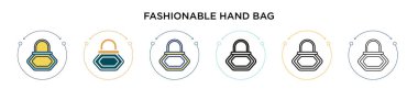 Moda el çantası ikonu dolu, ince çizgi, taslak ve vuruş stili. Mobil, ui, web için iki renkli ve siyah el çantası vektör ikonu tasarımı vektör illüstrasyonu kullanılabilir