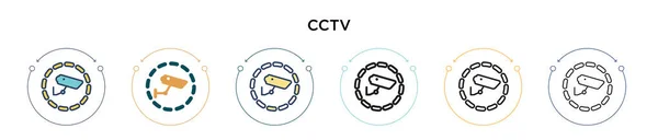 Cctvアイコンを入力 細い線 アウトライン ストロークスタイルで表示します 2色と黒のCctvベクトルアイコンのベクトルイラストは モバイル Web用に使用することができます — ストックベクタ