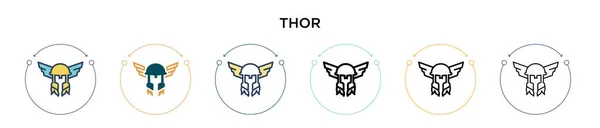 Icono Thor Línea Llena Delgada Contorno Estilo Trazo Ilustración Vectorial — Archivo Imágenes Vectoriales