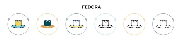 Fedora Icon Filled Thin Line Outline Stroke Style Vector Illustration — Stock Vector