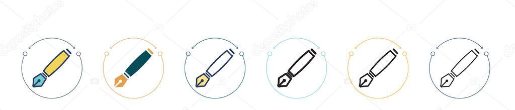 Signature icon in filled, thin line, outline and stroke style. Vector illustration of two colored and black signature vector icons designs can be used for mobile, ui, web