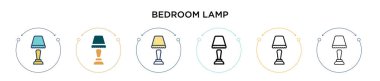 Yatak odası lambası ikonu, ince çizgi, dış hat ve vuruş stili. Mobil, ui, web için iki renkli ve siyah lamba vektör ikonu tasarımı vektör illüstrasyonu kullanılabilir