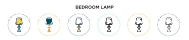 Yatak odası lambası ikonu, ince çizgi, dış hat ve vuruş stili. Mobil, ui, web için iki renkli ve siyah lamba vektör ikonu tasarımı vektör illüstrasyonu kullanılabilir