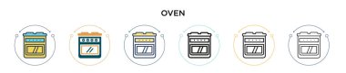 Fırın ikonu dolu, ince çizgi, özet ve vuruş stili. Mobil, ui, web için iki renkli ve siyah fırın vektör ikonu tasarımı vektör illüstrasyonu kullanılabilir