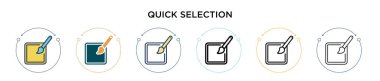 Hızlı seçim simgesi doldurulmuş, ince çizgi, özet ve vuruş stili. Mobil, ui, web için iki renkli ve siyah hızlı seçim vektör ikonu tasarımının vektör illüstrasyonu kullanılabilir